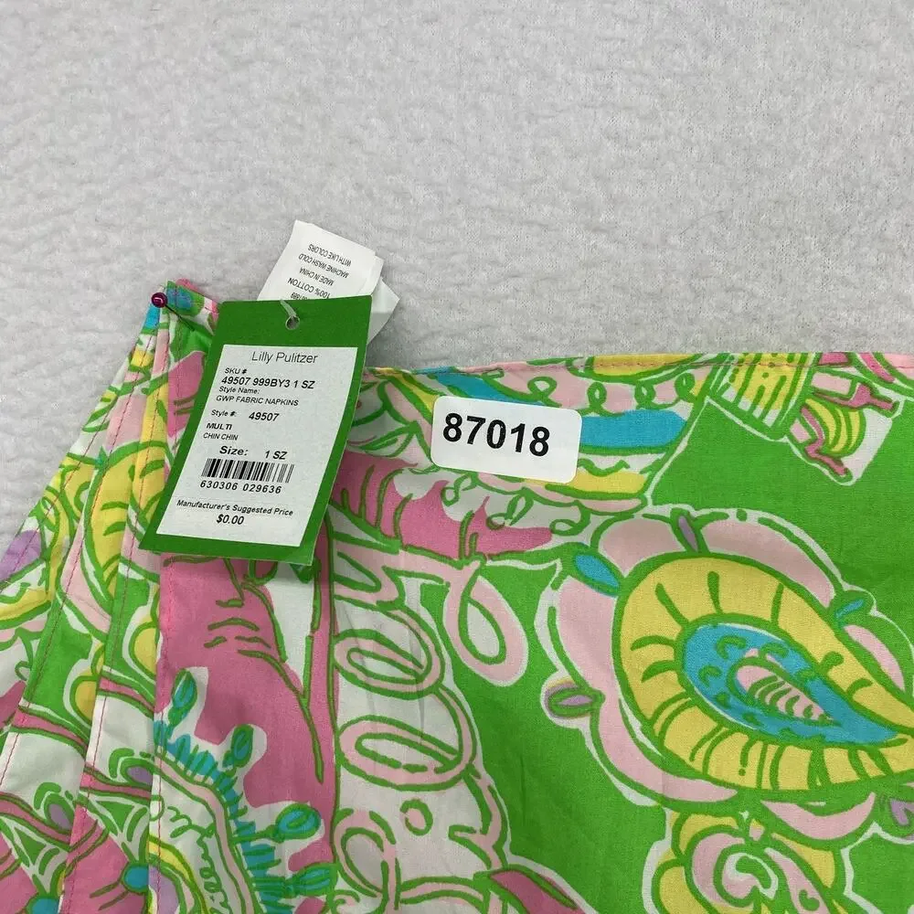 LILLY PULITZER Set of 4 Napkins Chin Chin Elephant Paisley Print Green 20x20